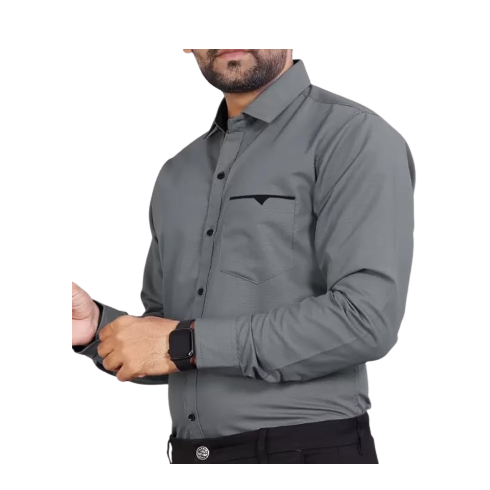 CB-COLEBROOK Men's Regular Fit Solid Soft Touch Cotton Casual Shirt with Pocket Design with Spread Collar & Full Sleeves