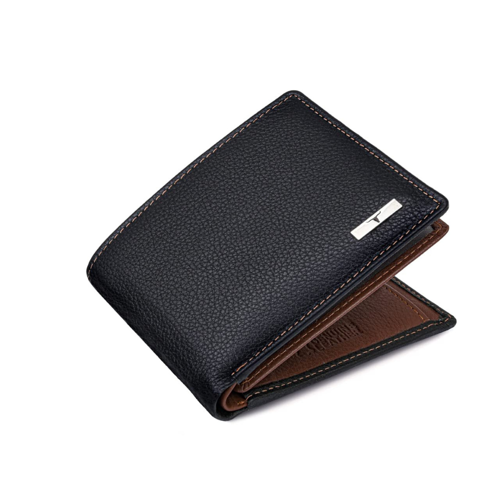 URBAN FOREST Kyle BlackRedwood Leather Wallet for Men, 6 Card Slot