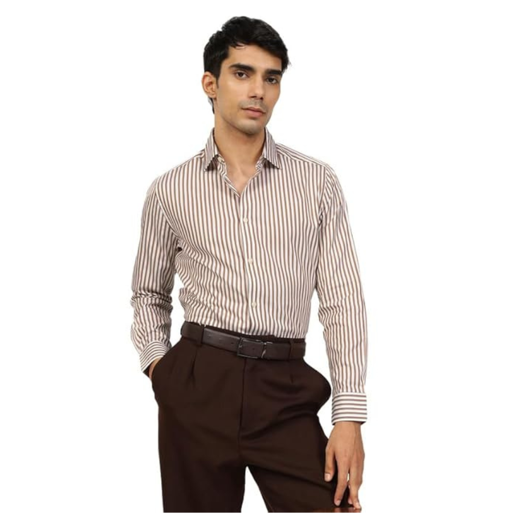 Andamen Semi Formal Men Cotton Stripe Slim Fit Shirt