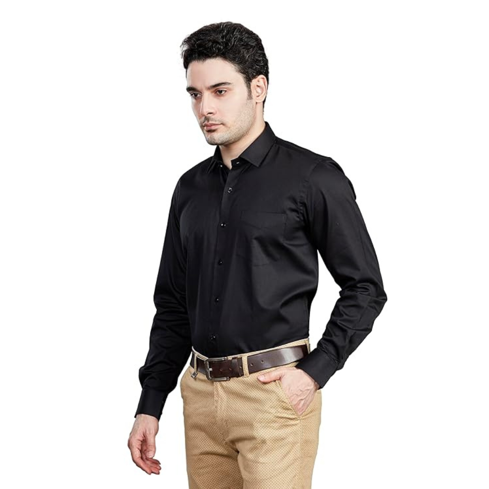 DUKUL - Men's Solid Formal Shirt  Regular Fit 100% Pure Cotton Satin  Classic Collar  Full Sleave