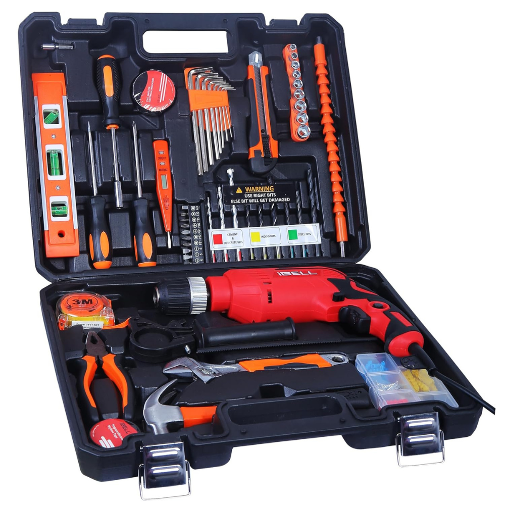Ibll Professional Tool Kit with Impact Drill IBL TD13-100, 650W, Copper Armature, Chuck 13mm Keyless Auto, 115 Home Essential ToolsAccessories