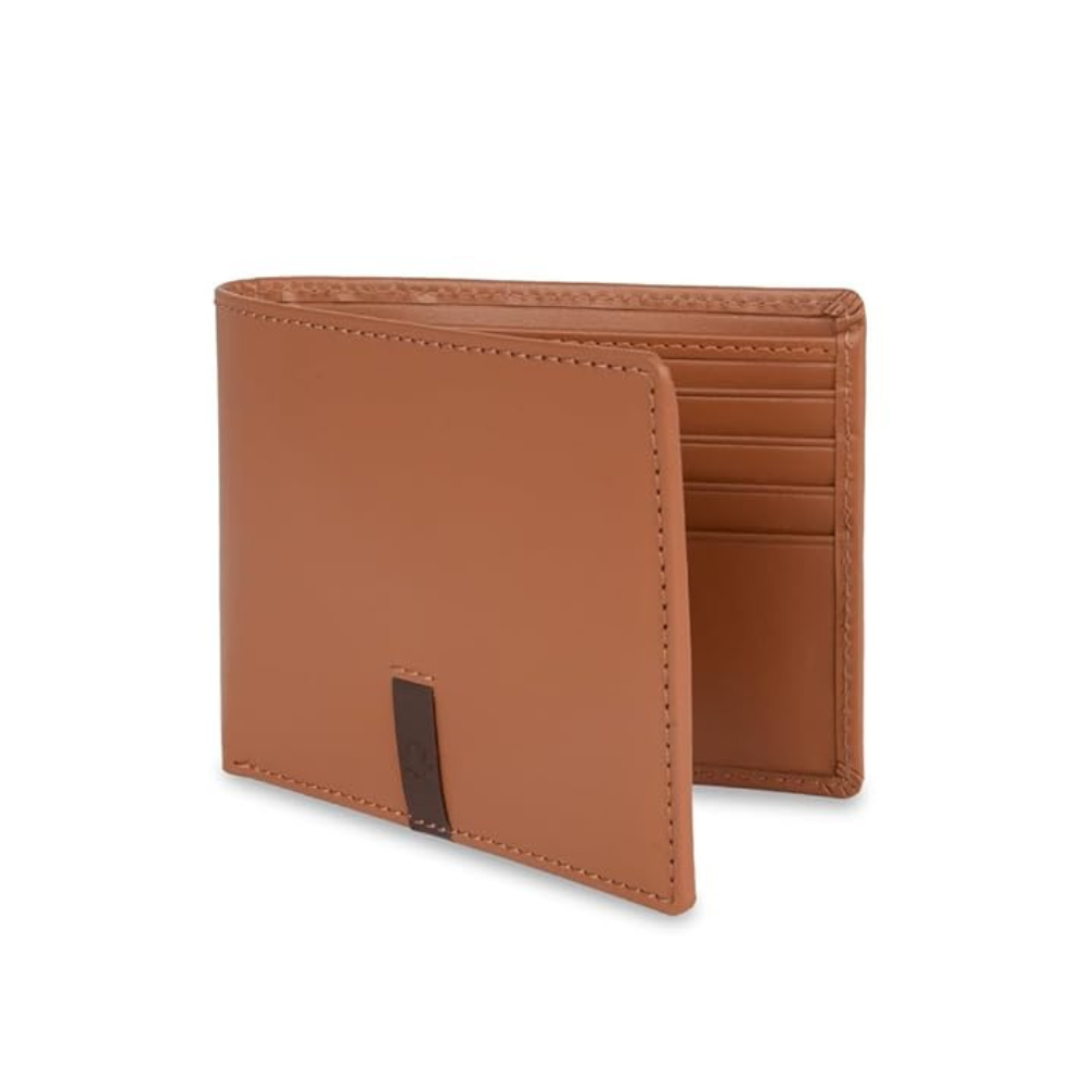 UNITED COLORS OF BENETTON Men RFID Protected Derwent Slimfold Wallet - Tan+Brown, No. of Card Slot 8  Tape Inlayed Slimfold Wallet with Side Closure  Leather