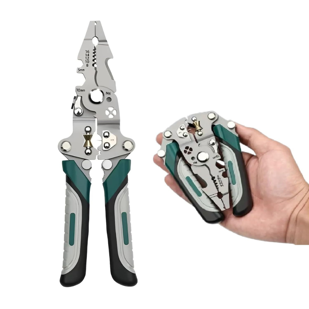 Elmavia Multifunction Stainless Steel Wire StripperWire Crimping Tool, Wire Cutter, Wire Crimper, Cable Stripper, Wiring Tools and Multi-Function Hand Tool (Green Wire Stripper)