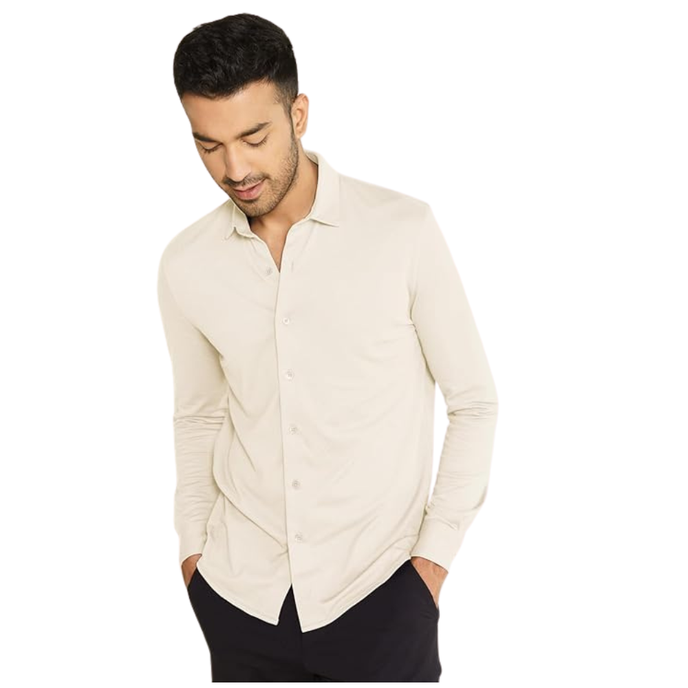 DAMENSCH Men Cotton Blend Regular Constant All-Degree Shirt Full Sleeve, Pique Textured, Thermoregulating Casual, Recycled Fabric Stylish Shirts