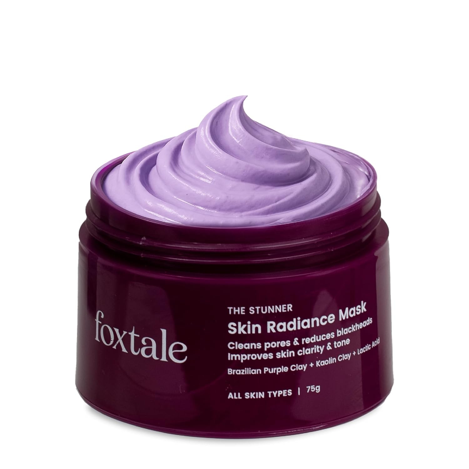 Foxtale De-Tan Face Mask for Glowing Skin| Clay Mask with Lactic Acid for Tan Removal, Reduction in Blackheads, Instant Brightening| New-Age Ubtan Face Pack for All Skin Types | Men & Women- 75g
